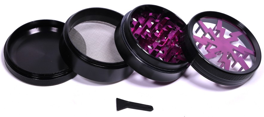 4 Pieces Flash Aluminum Grinder - Purple